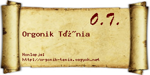 Orgonik Ténia névjegykártya